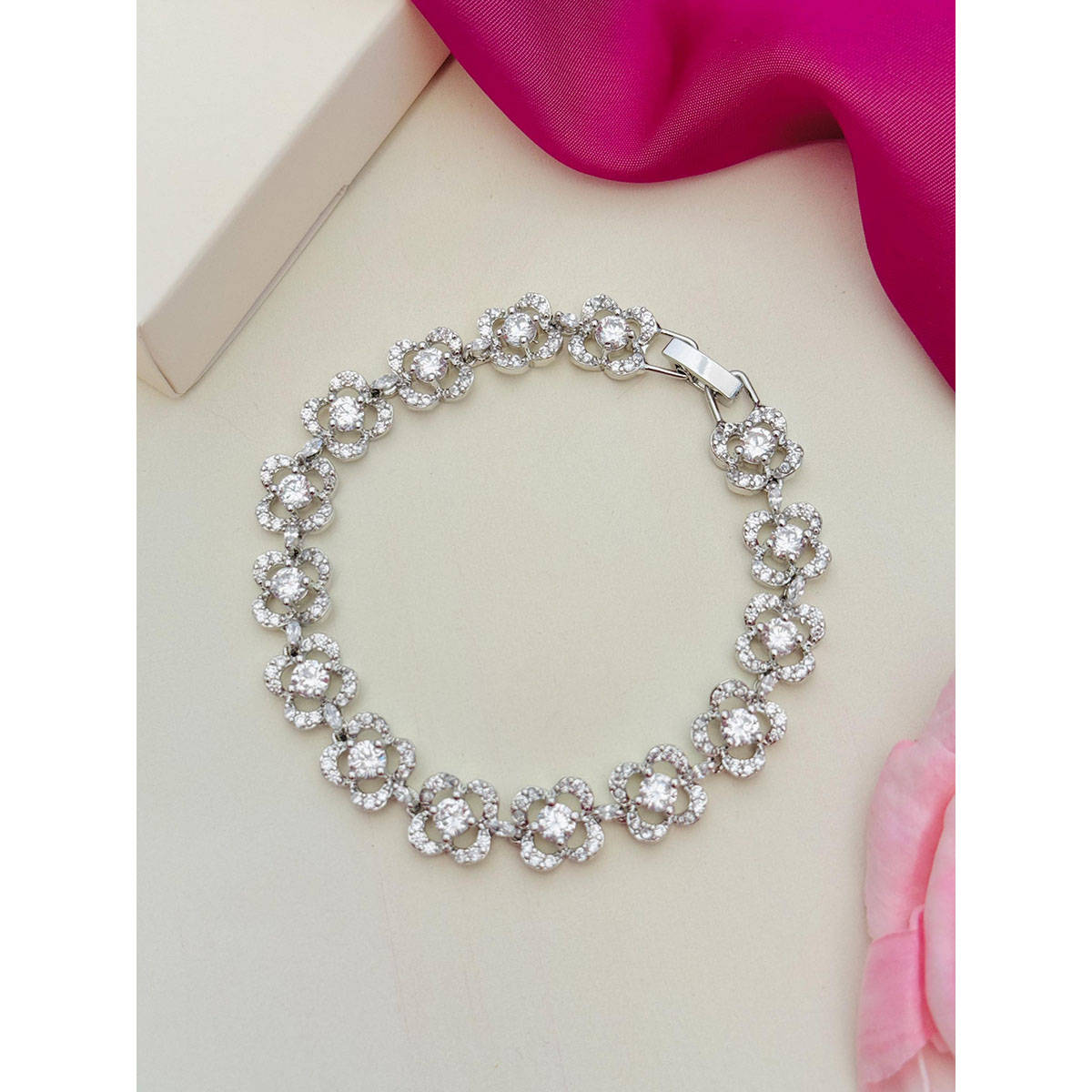Abdesigns High Quality American Diamond Bracelet White