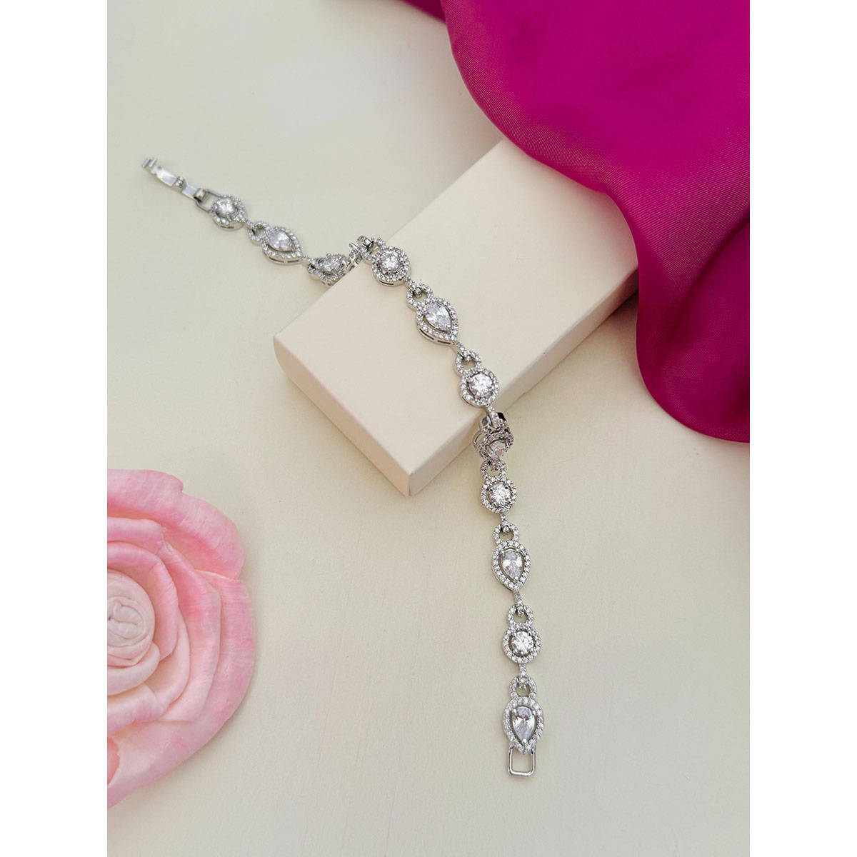 Abdesigns High Quality American Diamond Bracelet White