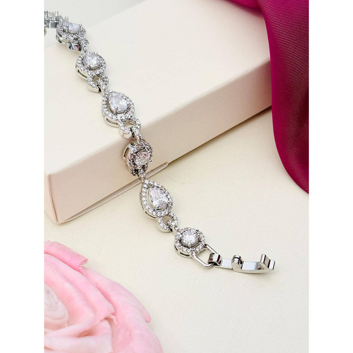 Abdesigns High Quality American Diamond Bracelet White