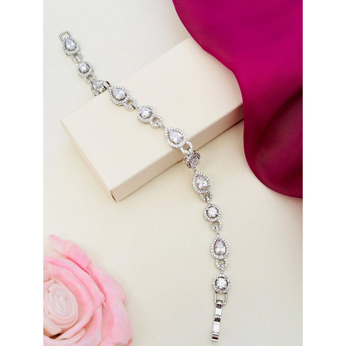 Abdesigns High Quality American Diamond Bracelet White