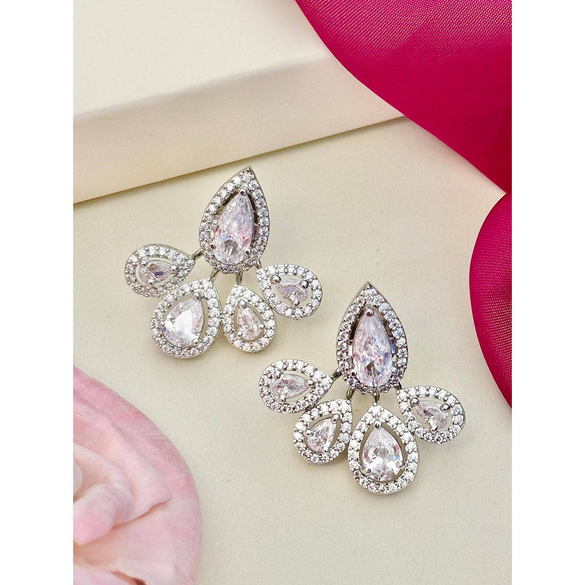 Abdesigns High Quality American Diamond Earring White