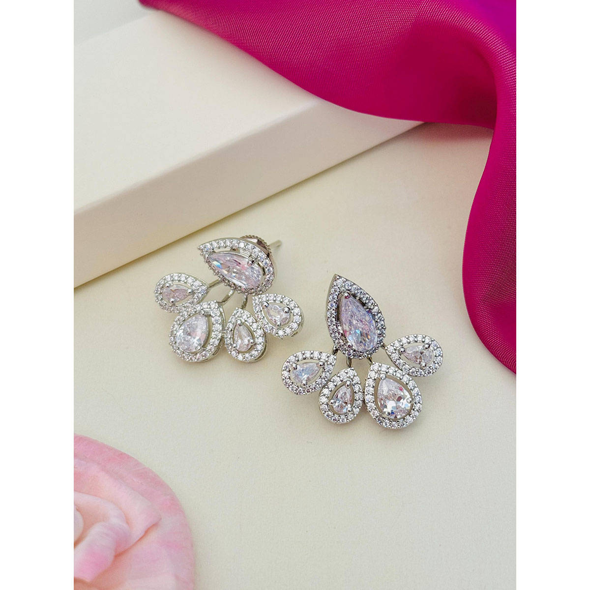 Abdesigns High Quality American Diamond Earring White