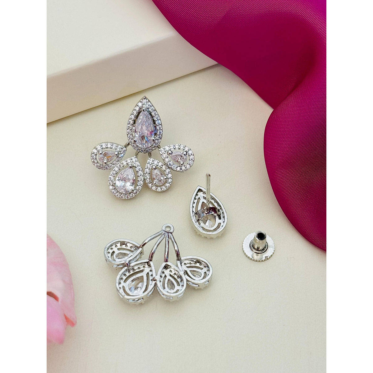 Abdesigns High Quality American Diamond Earring White