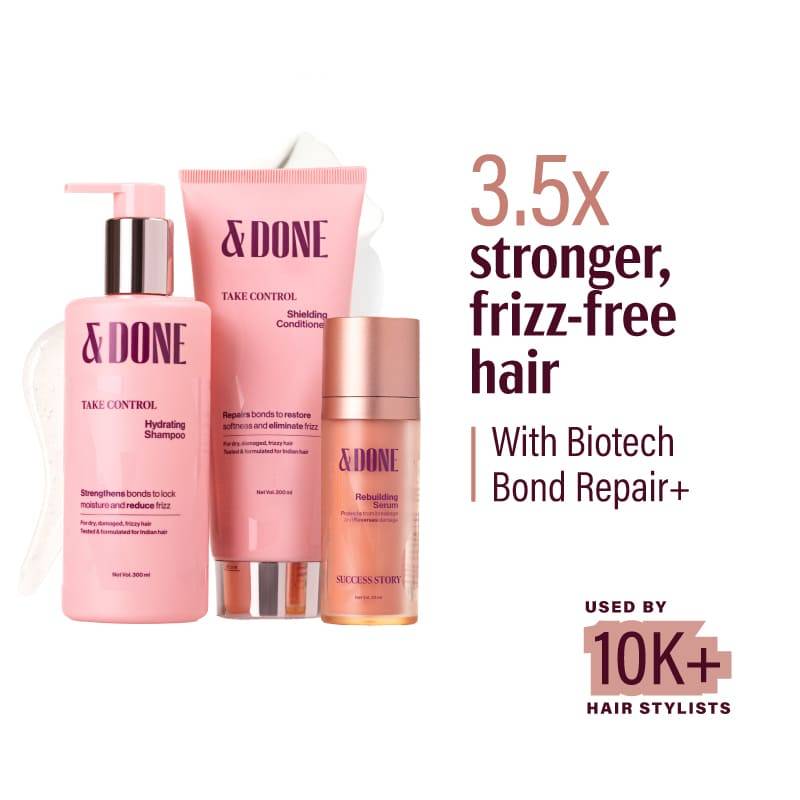 &Done Frizz Repair Kit - Shampoo, Conditioner & Hair Serum for Dry & Frizzy Hair