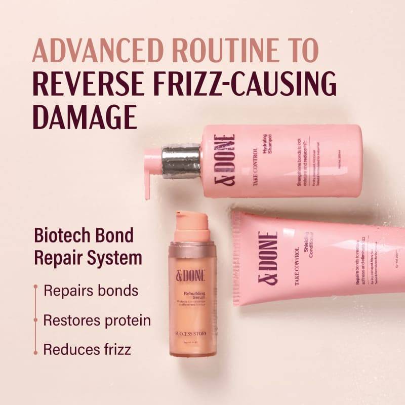 &Done Frizz Repair Kit - Shampoo, Conditioner & Hair Serum for Dry & Frizzy Hair