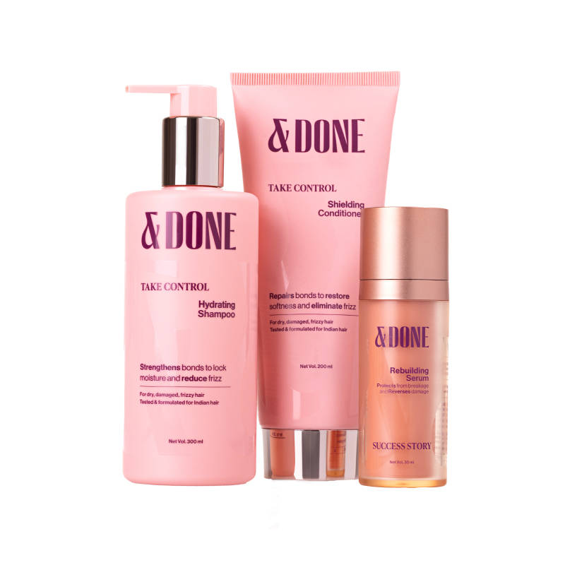&Done Frizz Repair Kit - Shampoo, Conditioner & Hair Serum for Dry & Frizzy Hair