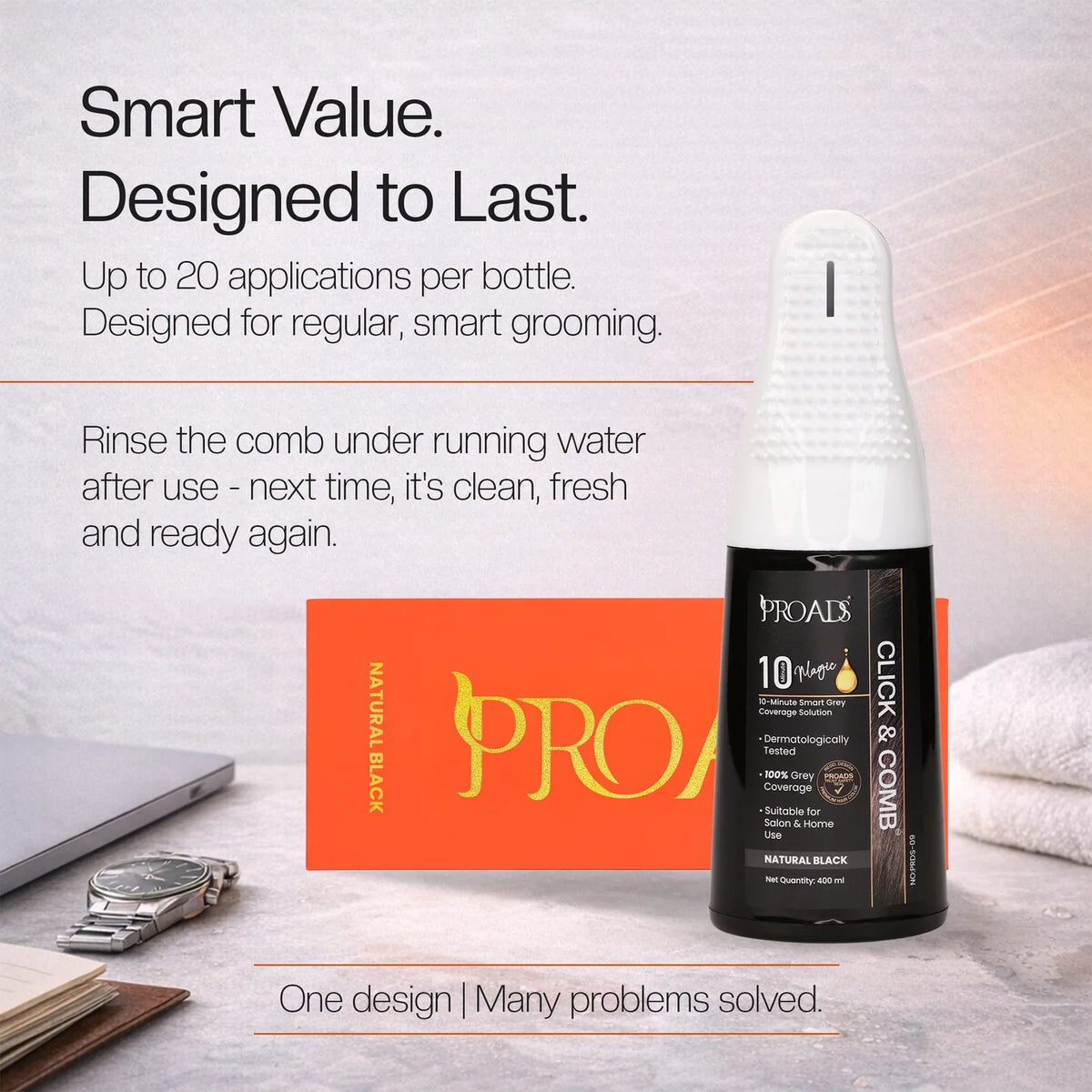 Proads India's First Click & Comb Hair Color 400ml Natural Black