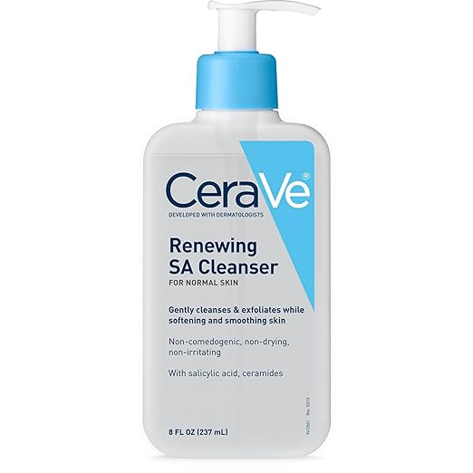 CeraVe SA Smoothing Cleanser For Dry, Rough & Bumpy Skin, contains Salicylic Acid, Ceramides & Hyaluronic acid|Dermatologist Recommended Face wash 236ml (Made I