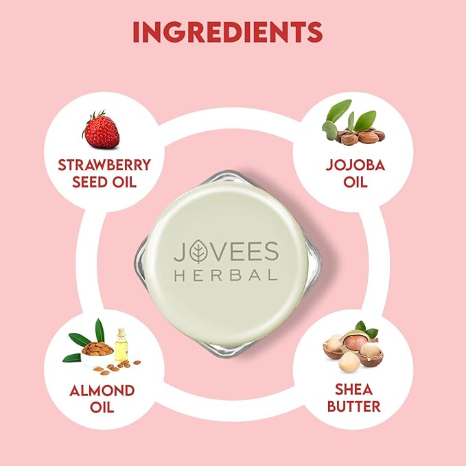 Jovees Herbal Strawberry Moisture Surge Lip Balm | 24 Hour Hydration | Rejuvenates Dry and Chapped Lips | Gives Soft & Shiny Lips 8g