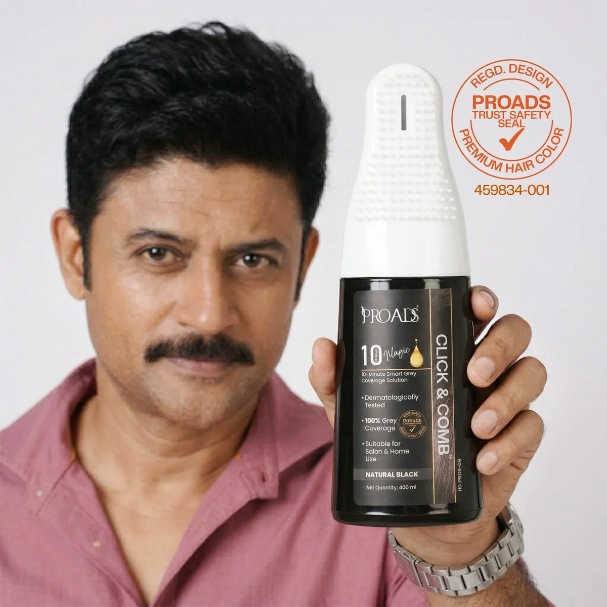 Proads India's First Click & Comb Hair Color 400ml Natural Black