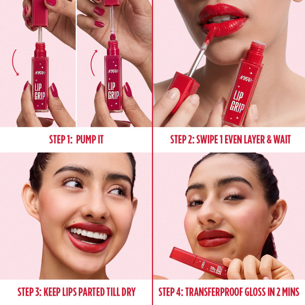 Nykaa Lip Grip No-Transfer Gloss Intense Shine Vinyl Liquid Lipstick - Tense (2ml)