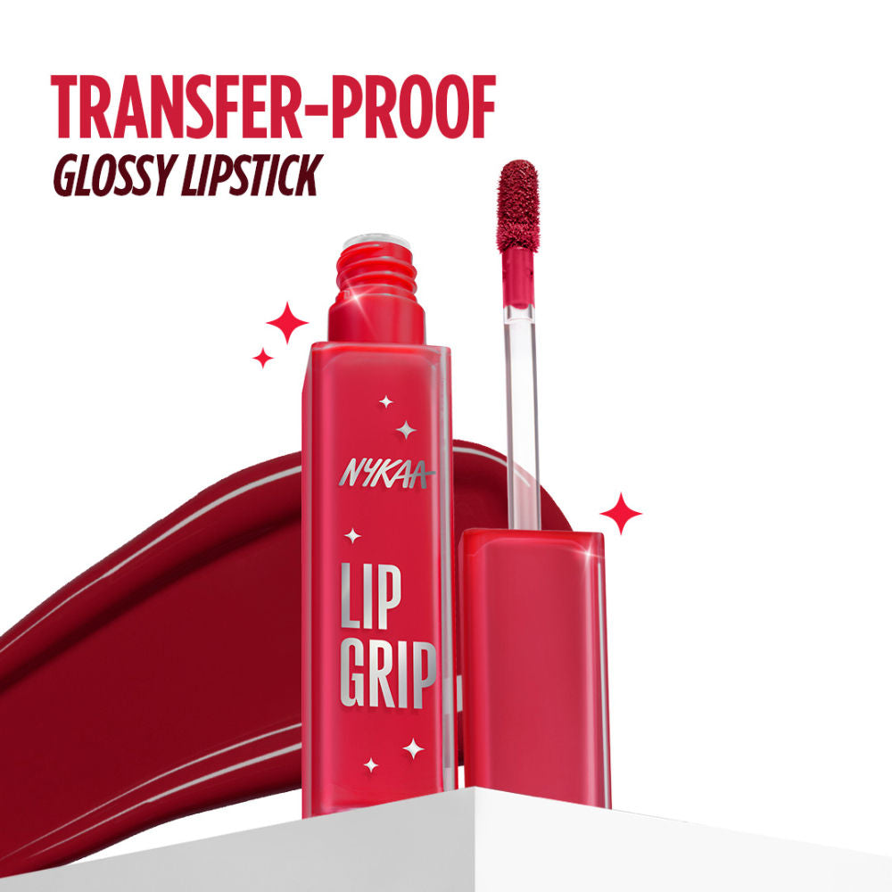 Nykaa Lip Grip No-Transfer Gloss Intense Shine Vinyl Liquid Lipstick - Dare (2ml)