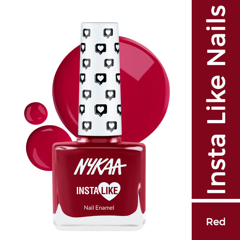 Nykaa InstaLike Long Lasting Nail Enamel - Viral Red 365