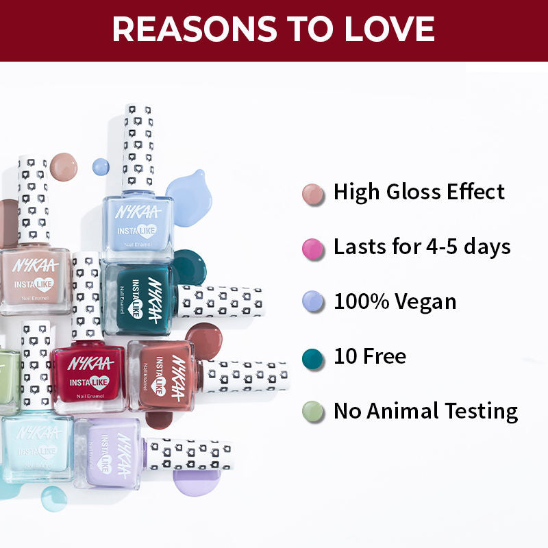 Nykaa InstaLike Long Lasting Nail Enamel - Viral Red 365
