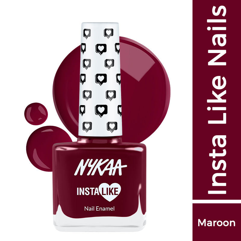 Nykaa InstaLike Long Lasting Nail Enamel - Maroon Fam 366