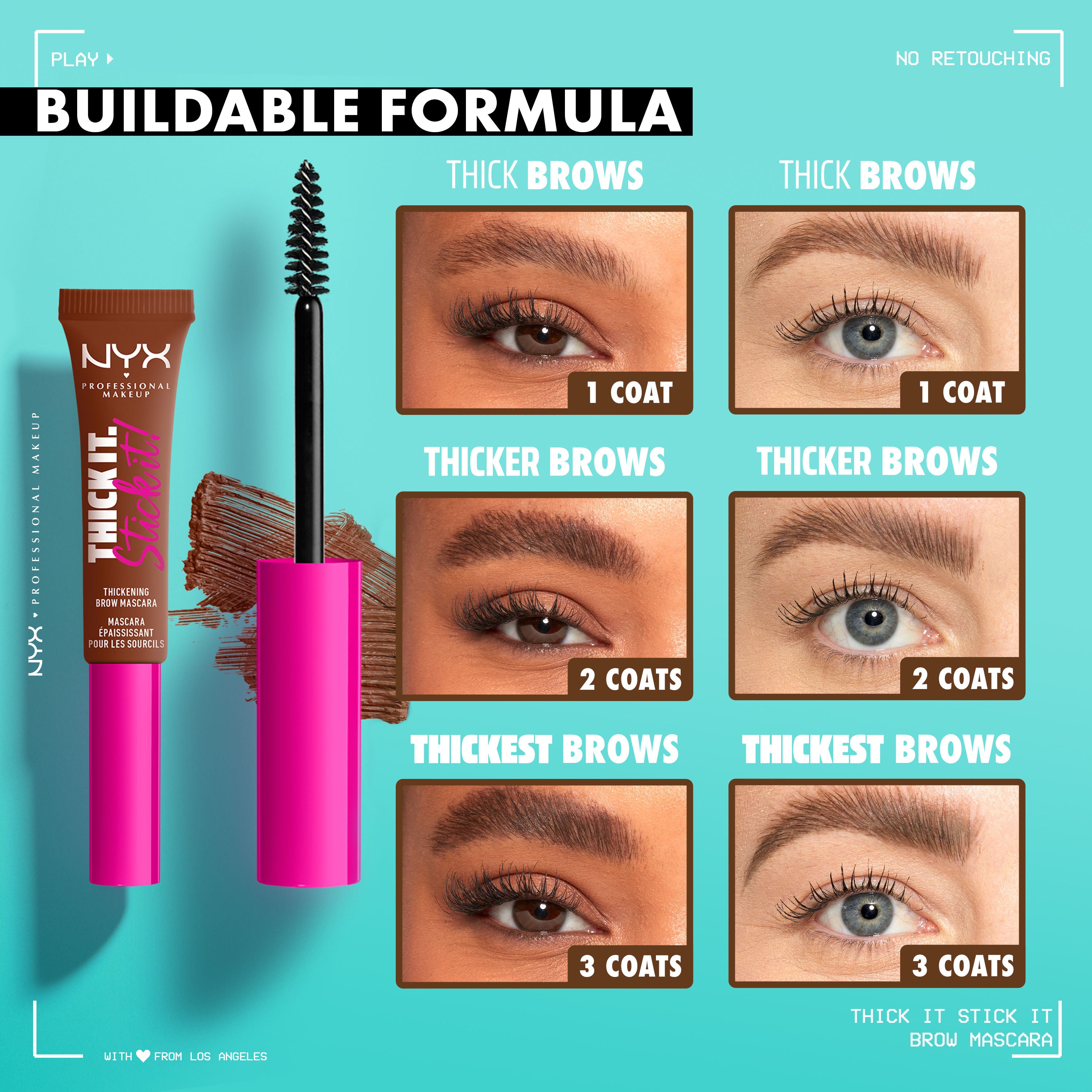 NYX Professional Makeup Thick It Stick It Brow Mascara - Brunette (7ml)