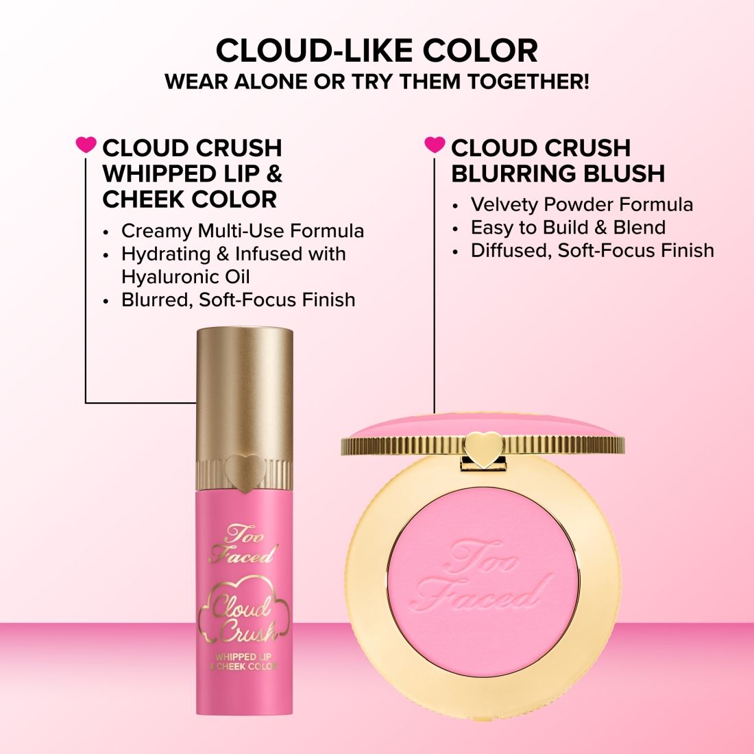 Too Faced Cloud Crushed Whipped Nude Lip & Cheek Color - Headliner (4.3g)