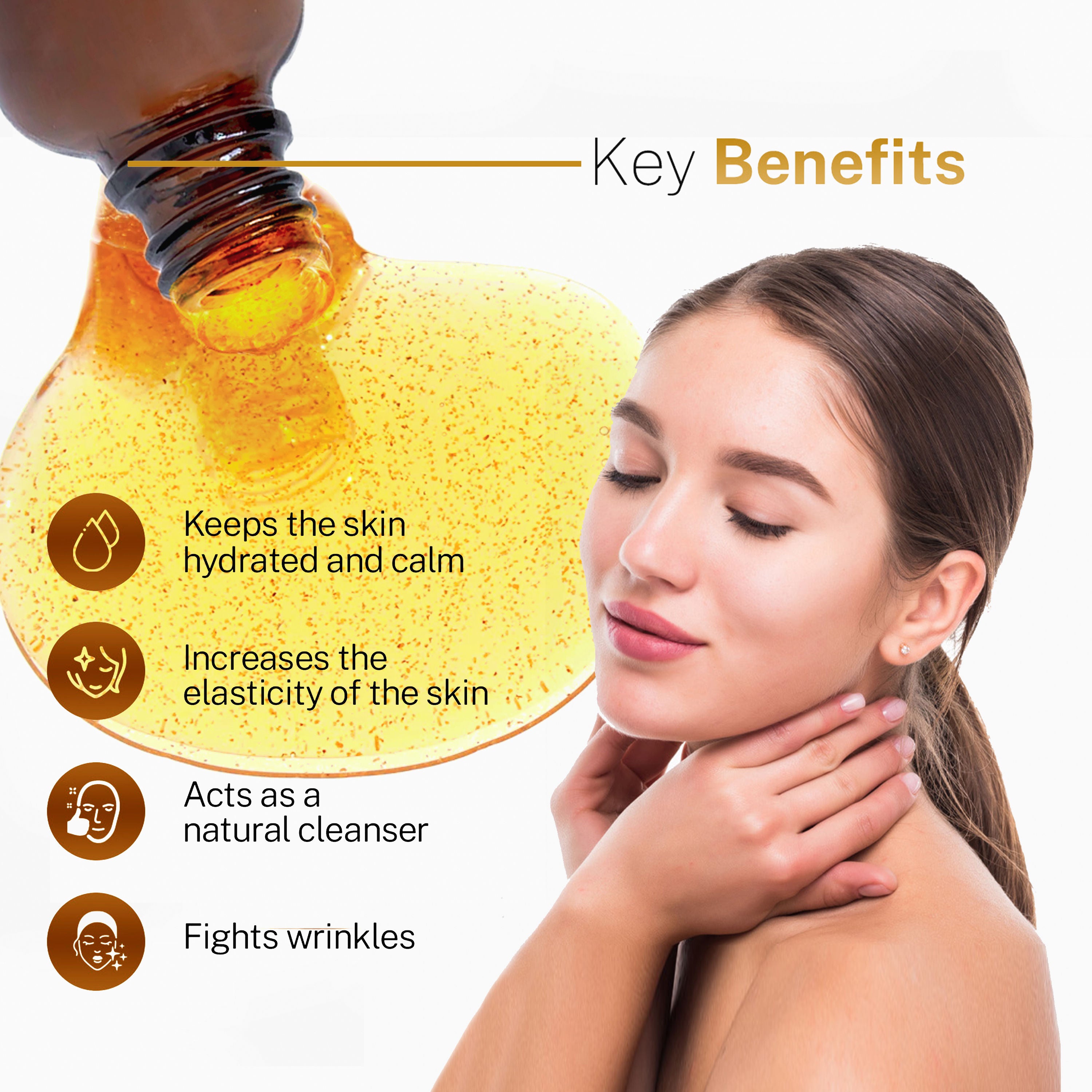 Love Earth 24K Gold Glass Face Oil for Skin Brightening Anti-Aging with Pure Essential Oils (30ml)