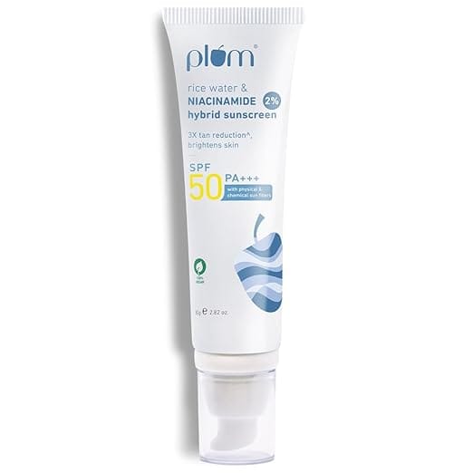 Plum - 2% Niacinamide & Rice Water Hybrid Face Sunscreen with SPF 50 PA+++ (80g)