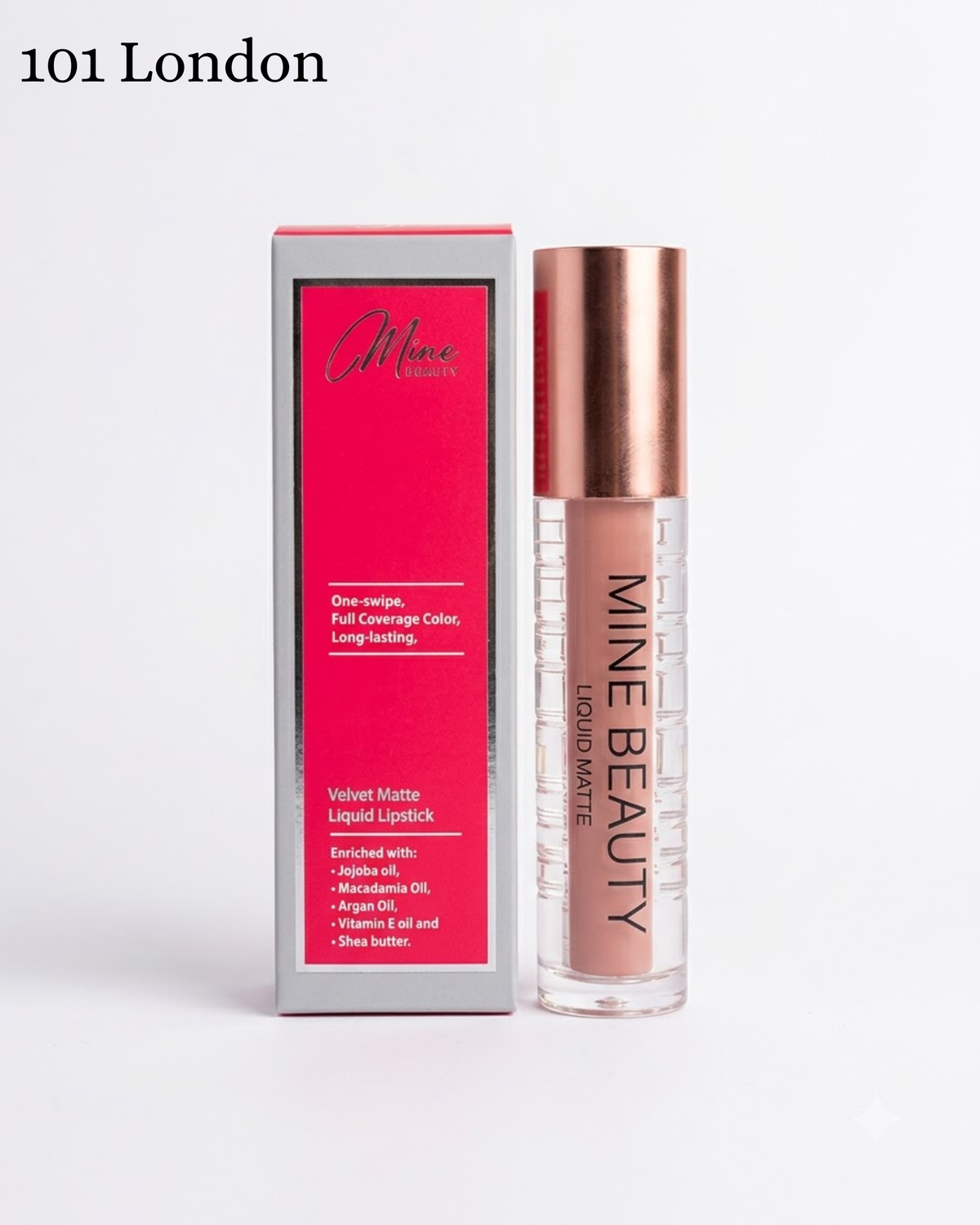 Mine Beauty Velvet Matte Liquid Lipstick One - Swipe,Full Coverage Color,Long Lasting 3.5g 101 London