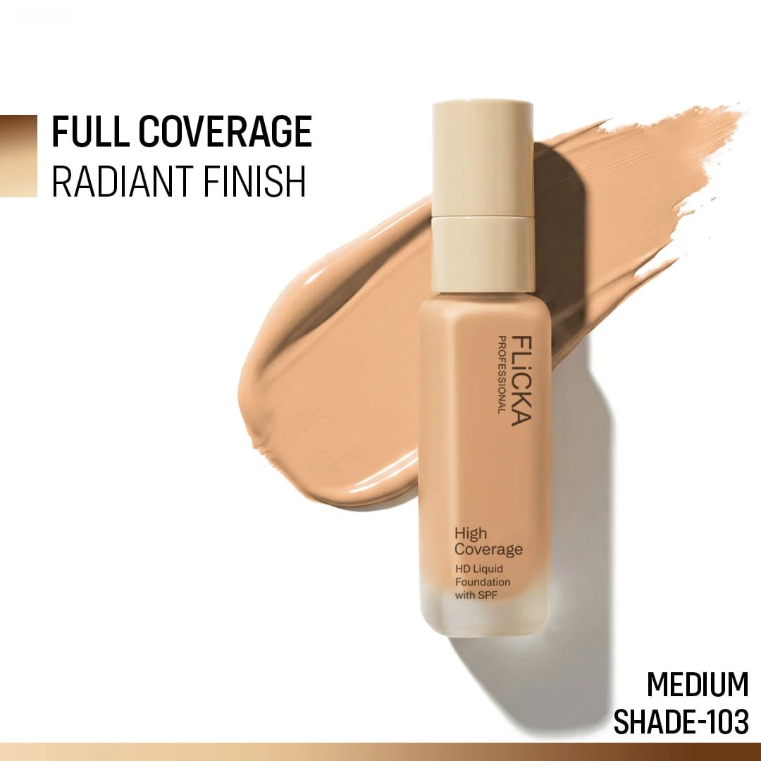 Flicka - High Coverage HD Liquid Foundation With SPF