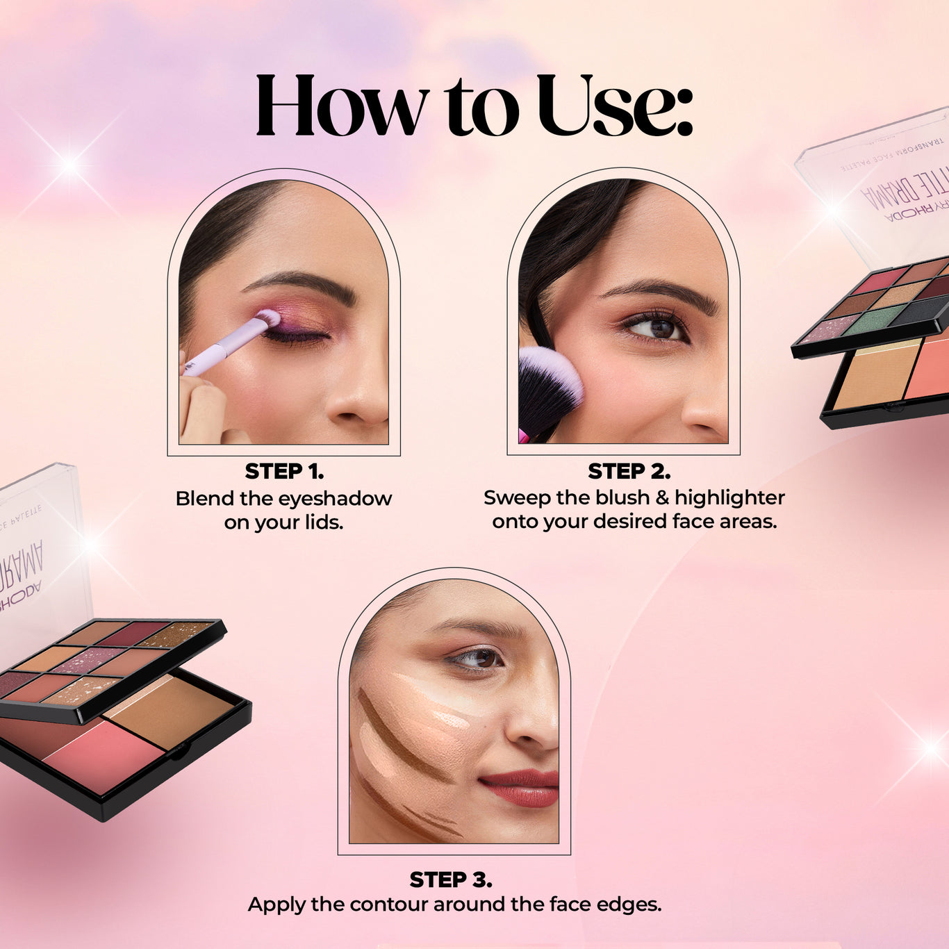 Transform Face Palette 9 Eyeshadows | 2 Blushes | Highlighter | Contour | Travel-Friendly | Highly Pigmented | Long Lasting | Blends Easily | All-in-One Kit   Color: Little Drama 02