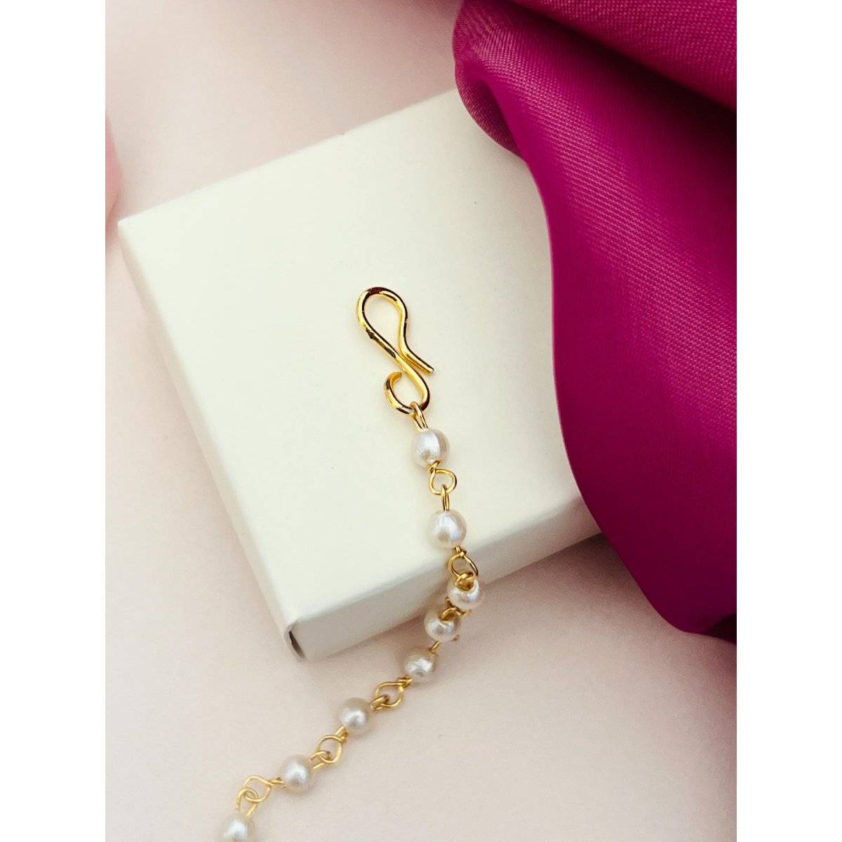 Abdesigns Gold-Plated Pachi Kundan Studded Maang Tikka - White