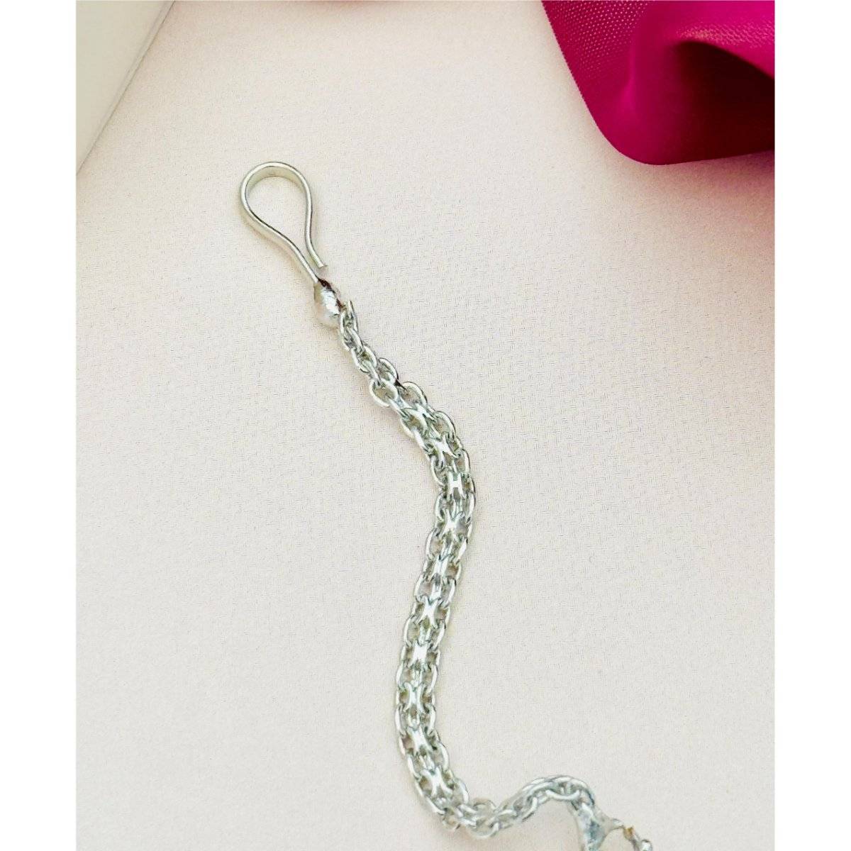 Abdesigns Silver-Plated American Diamond Studded Maang Tikka - Green