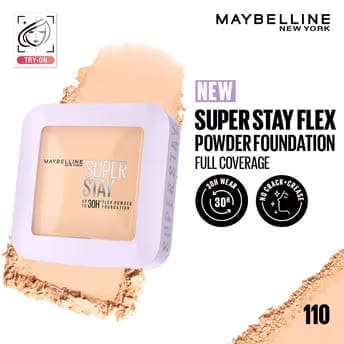 Maybelline New York - Super Stay Flex Powder Foundation Compact-30H Full Cover-for Oily Skin (9g)