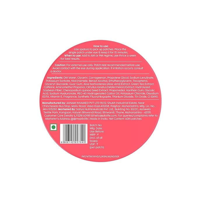 Plix - Watermelon Hydrogel Depuff Under Eye Pacthes (60N)