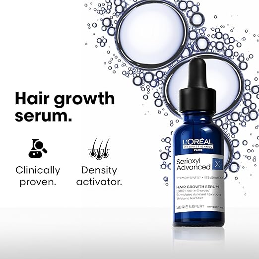 Loreal Paris Proffessional L’Oréal Professionnel Serioxyl Advanced Hair Growth Serum for scalp | Powered by Stemoxydine 5% + Resveratrol | Stimulates dormant ha