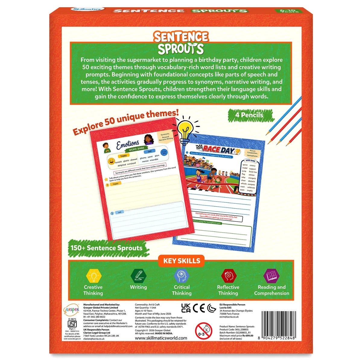 Skillmatics Sentence Sprouts | Sentence Building & Creative Writing Activity Book (ages 6-10)