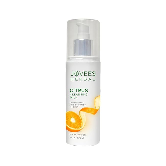 Jovees Herbal Citrus Cleansing Milk For soft, Clean & Healthy skin with Lemon Peel, Almond & Coconut Oil | Gentler Cleanser For Make-up and Dirt Keeps your skin