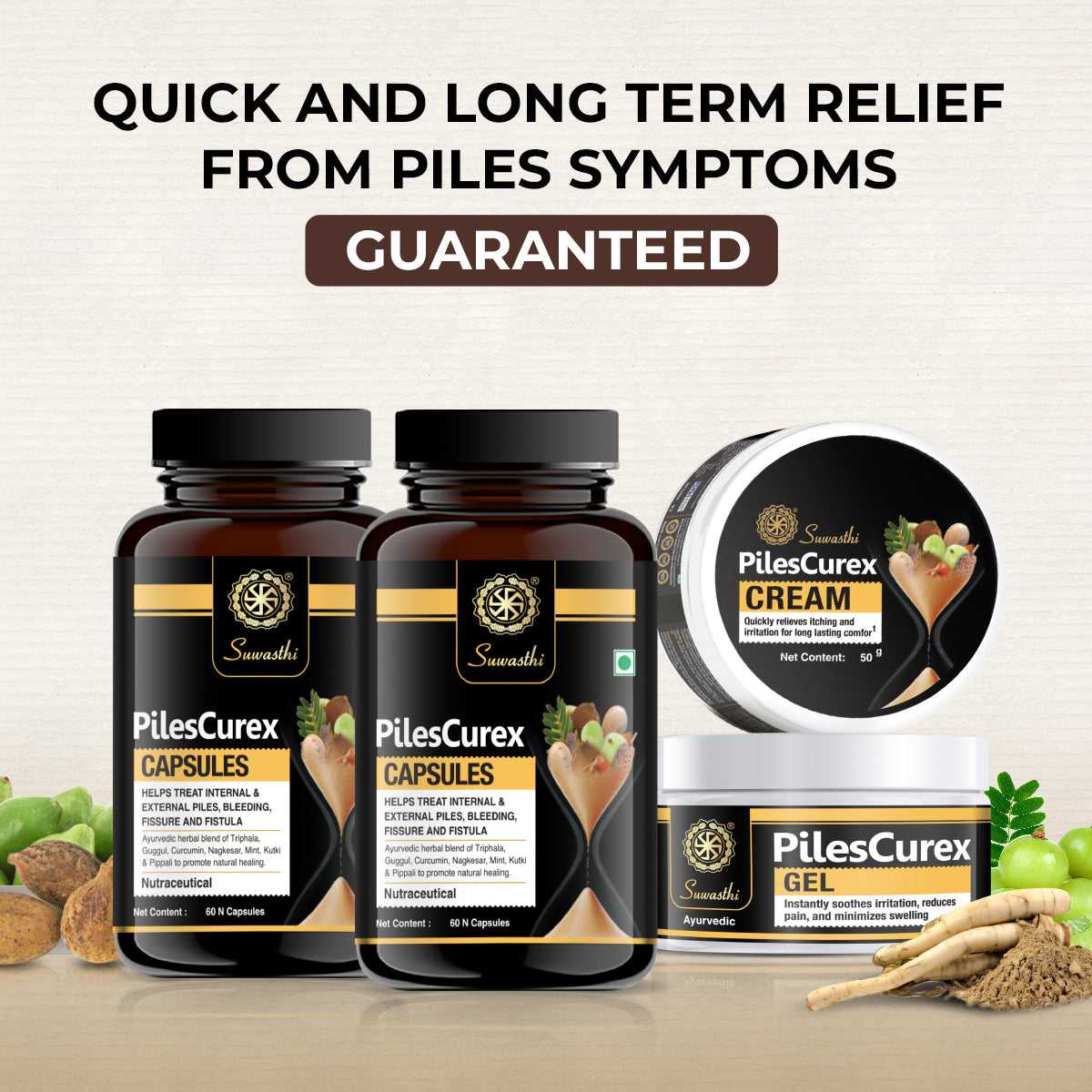 Suwasthi PilesCurex Kit - Natural Piles Relief Support