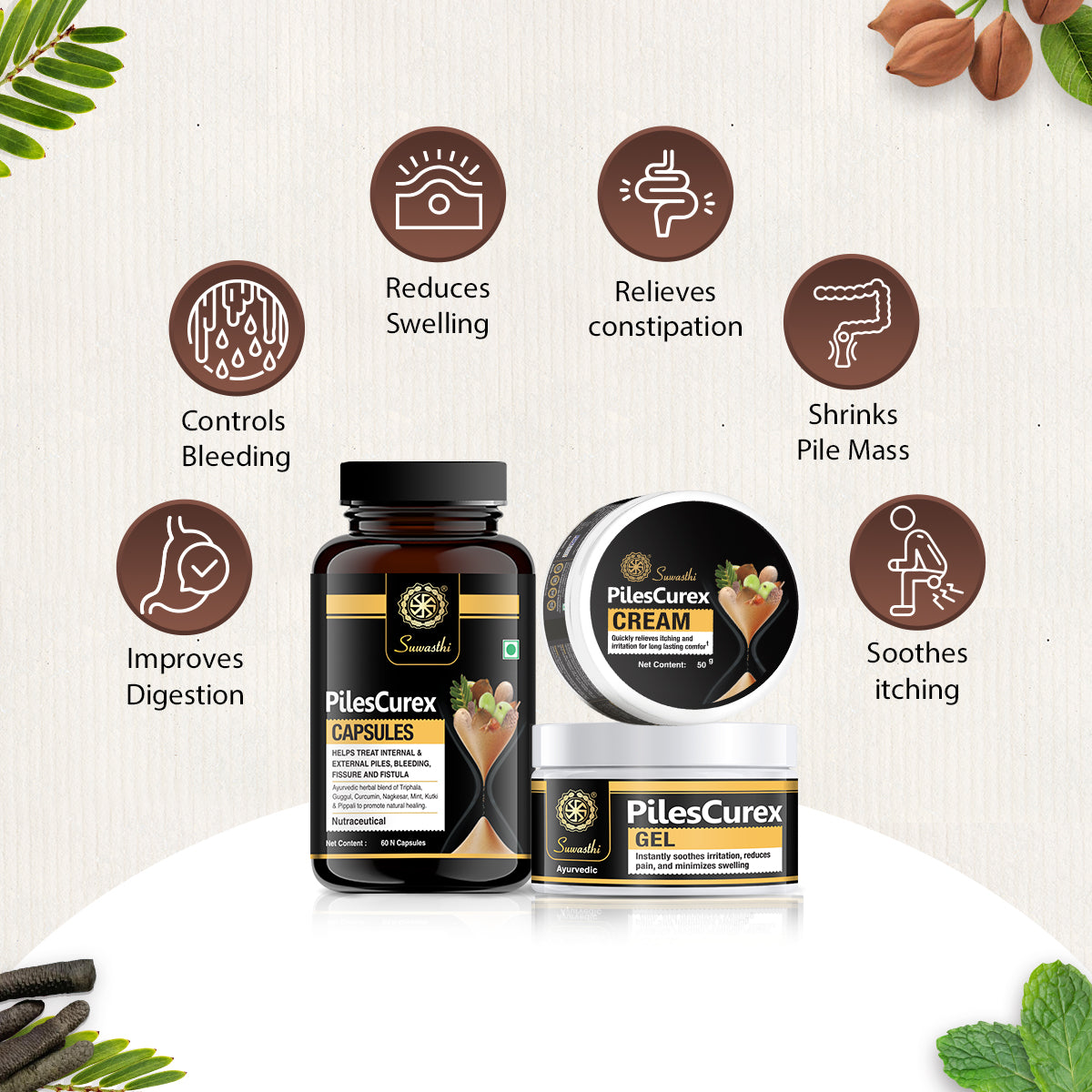 Suwasthi PilesCurex Kit - Natural Piles Relief Support