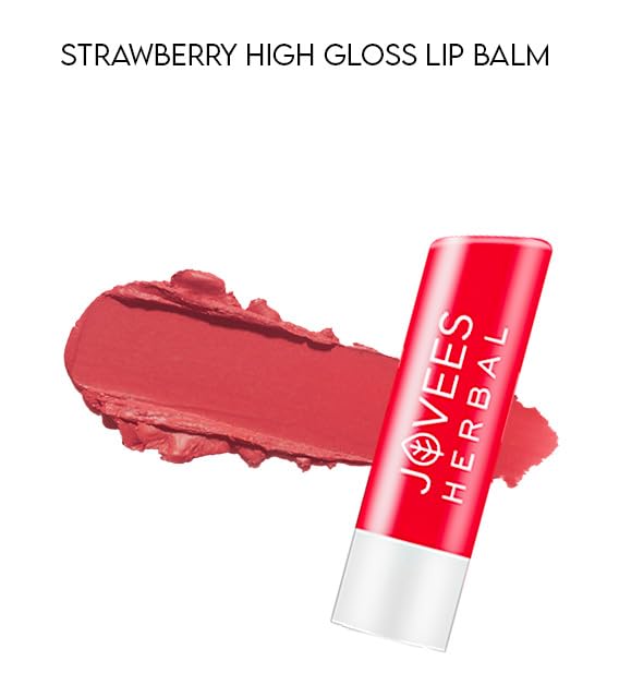 Jovees Herbal Strawberry High Gloss Lip Balm For Soft, Glossy And Supple Lips | 24 Hour Hydration | Rejuvenates Dark, Pigmented, Dry, Chapped And Discoloration