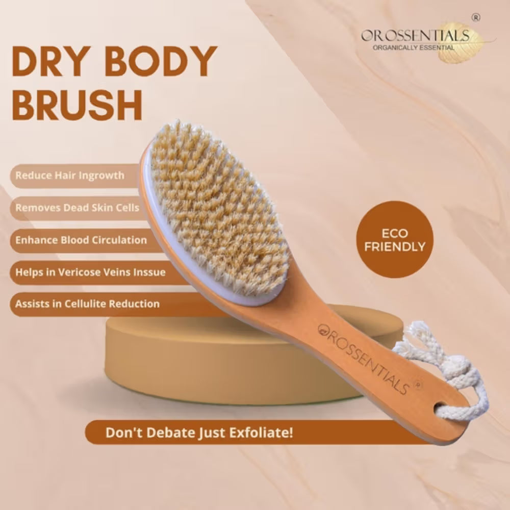 OROSSENTIALS Wooden Dry Body Brush (1pcs)