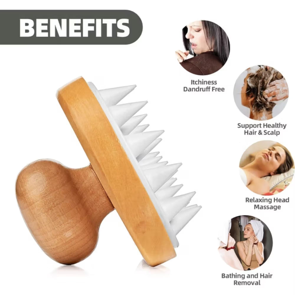 OROSSENTIALS Wooden Scalp Massager Shampoo Brush For Blood Circulation (1pcs)