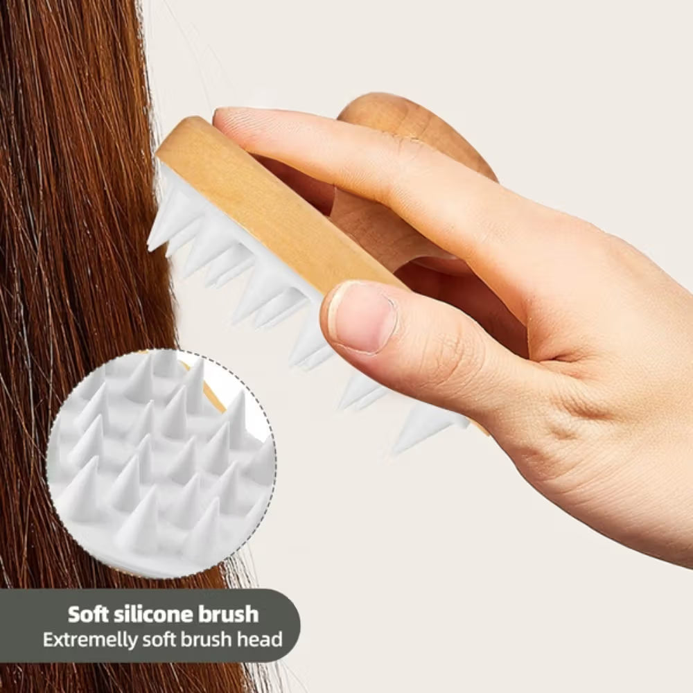 OROSSENTIALS Wooden Scalp Massager Shampoo Brush For Blood Circulation (1pcs)