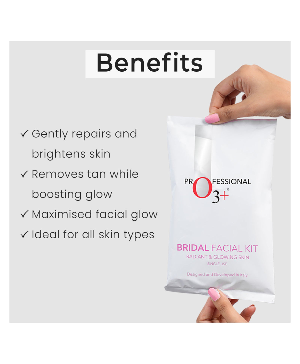 O3+ PROFESSIONAL Bridal Facial Kit for Radiant & Glowing Skin Single Use