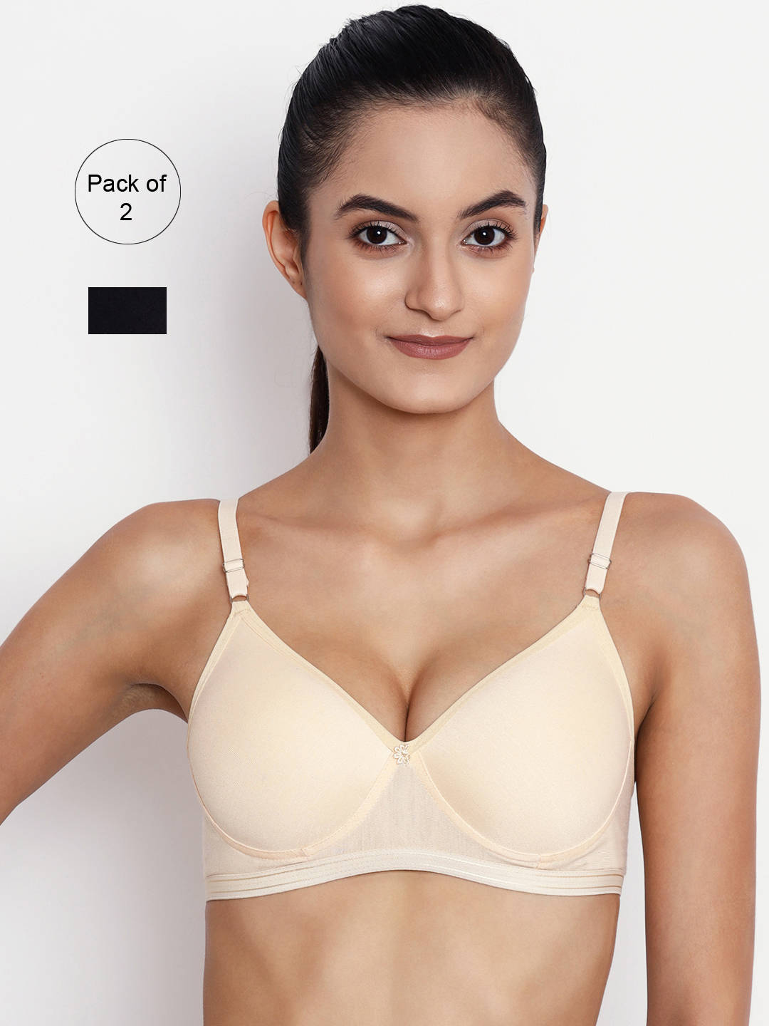 Abelino Pack Of 2 Non-wired Lightly Padded T-shirt Bras. - Multi-Color (38B) · 38B