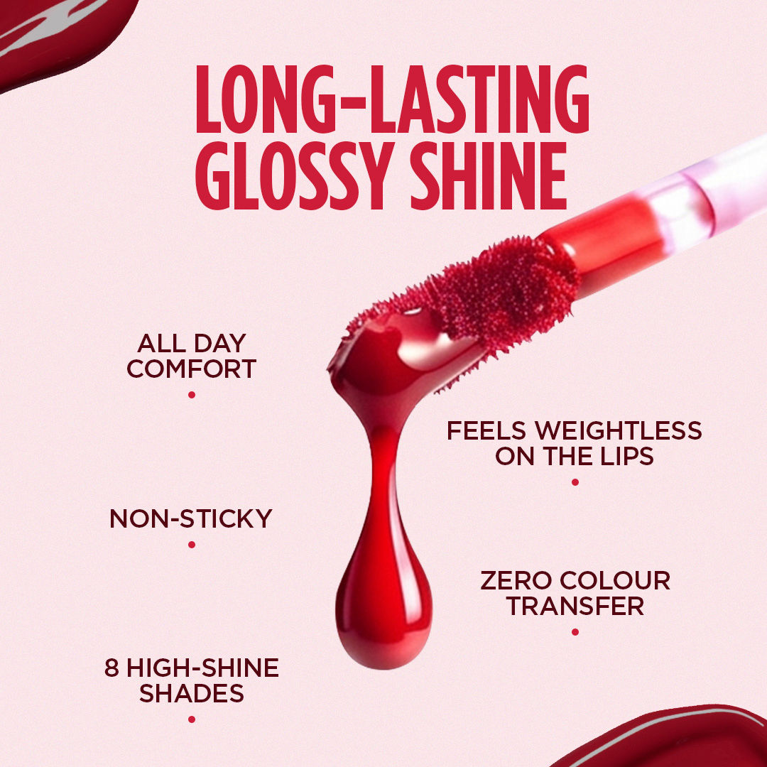 Nykaa Lip Grip No-Transfer Gloss Intense Shine Vinyl Liquid Lipstick - Fetish (2ml)