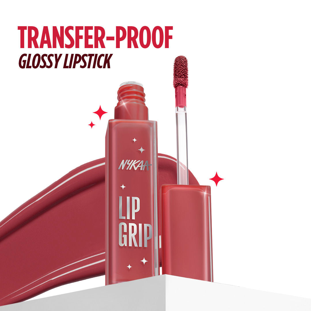 Nykaa Lip Grip No-Transfer Gloss Intense Shine Vinyl Liquid Lipstick - Grip (2ml)