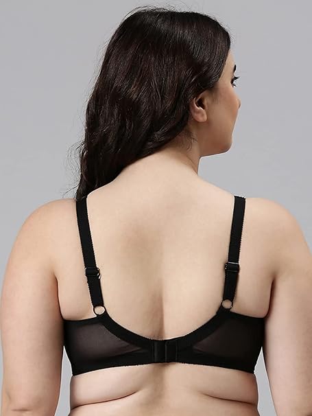 Enamor FB06 Full Support Classic Lace Lift Bra - Non-Padded, Wirefree & Full Coverage 34(B) / BLACK