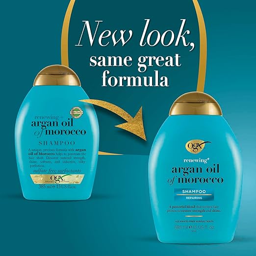 OGX Renewing + Argan Oil of Morocco Hydrating Hair Shampoo, Cold-Pressed Argan Oil to Help Moisturize, Soften & Strengthen Hair, Paraben-Free with Sulfate-Free
