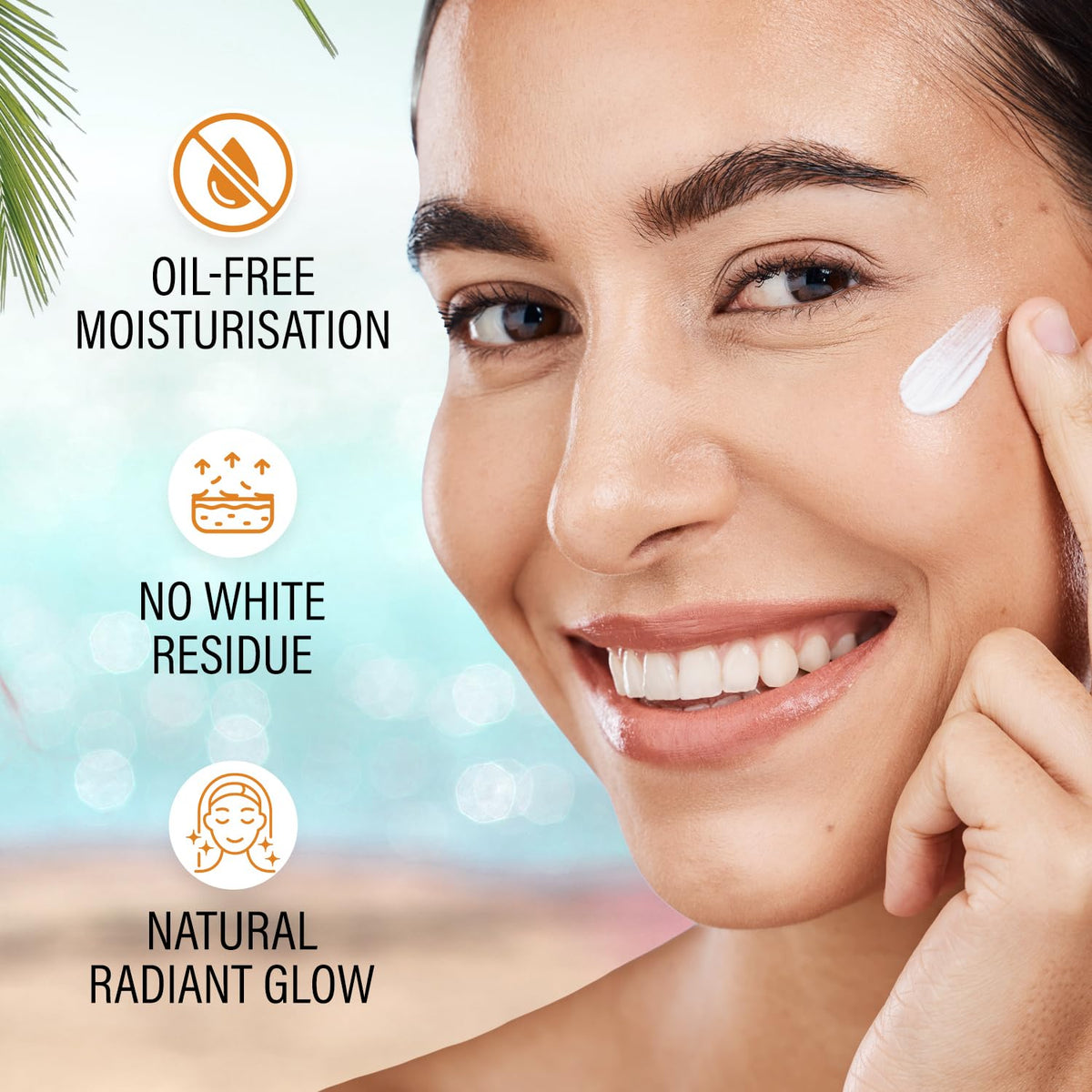FACES CANADA Water Gel Sunscreen, 50g | SPF 50 PA+++ | Protects From UVA, UVB & Blue-Light Rays | 1% Hyaluronic Acid & Vitamin C | Lightweight | No White Cast |