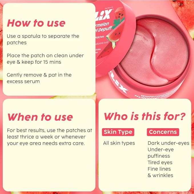 Plix - Watermelon Hydrogel Depuff Under Eye Pacthes (60N)
