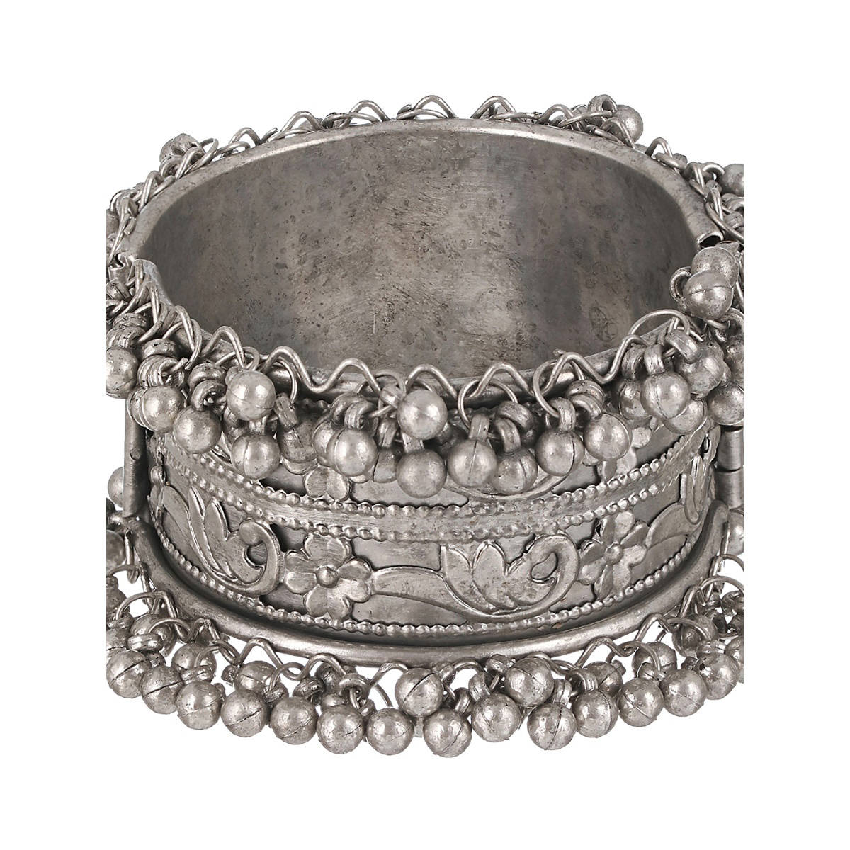 Aatmana German Silver Oxidised Silver Plated Bangle Style Bracelet