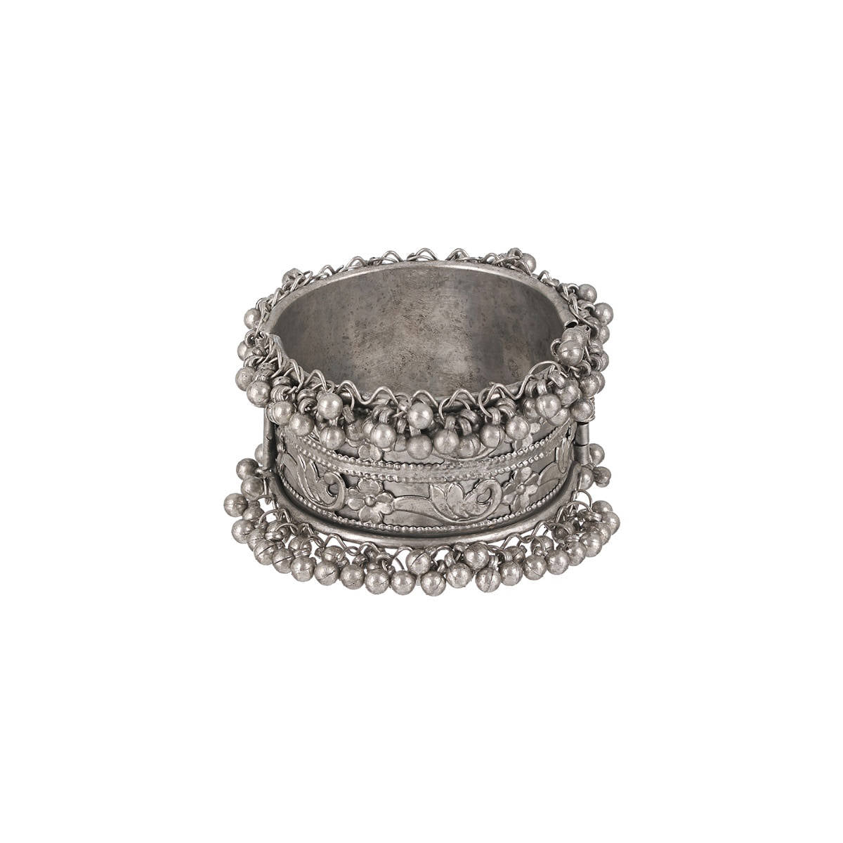 Aatmana German Silver Oxidised Silver Plated Bangle Style Bracelet