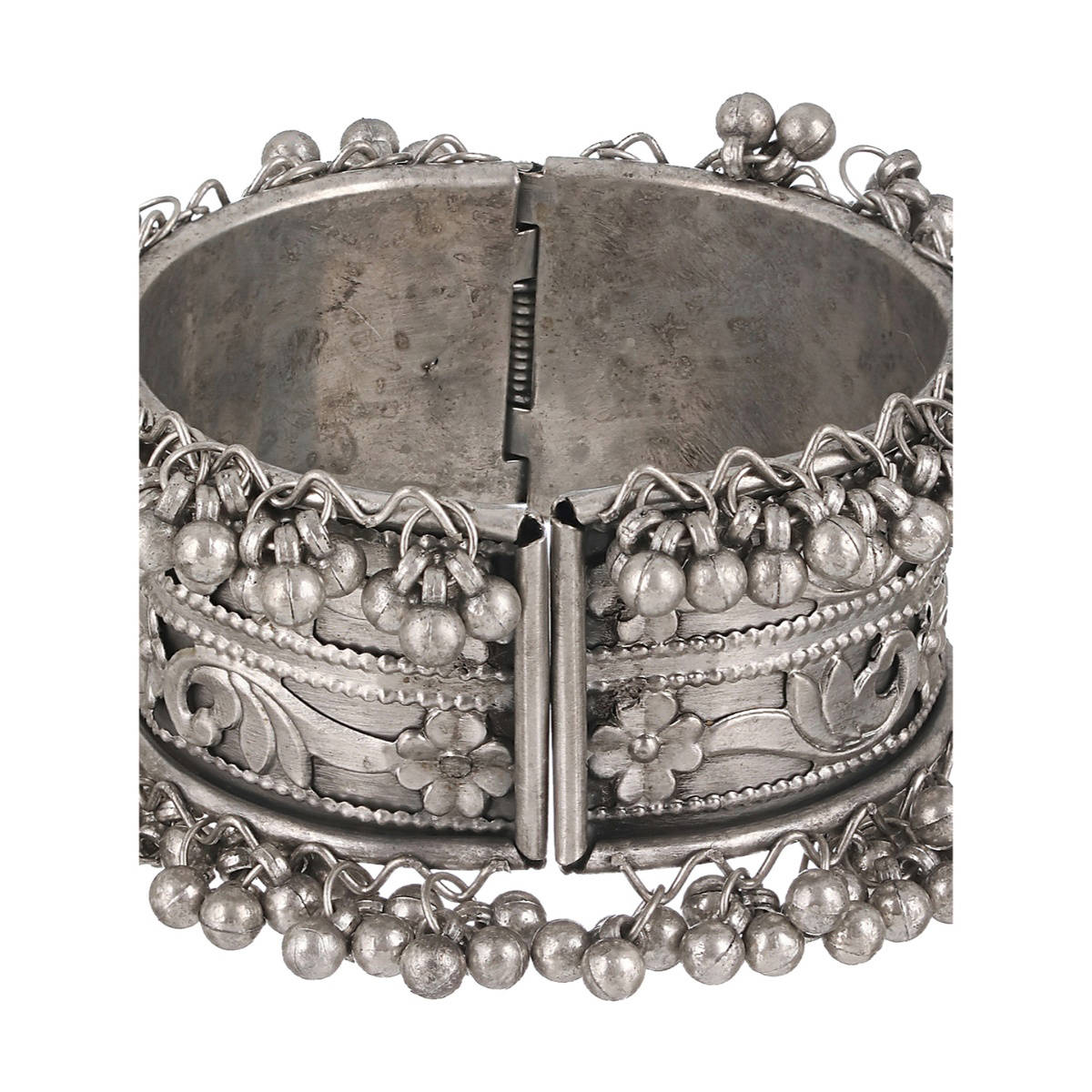 Aatmana German Silver Oxidised Silver Plated Bangle Style Bracelet